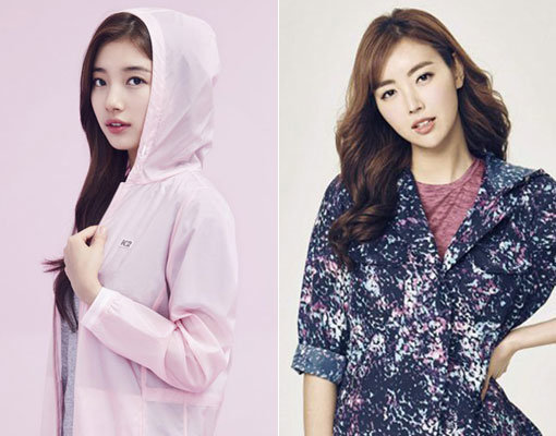 K2의 ‘뮬리 롱재킷’(왼쪽)과 레드페이스의 ‘쉘텍스라이트프린트 우먼재킷’.