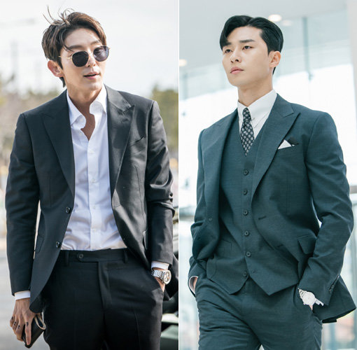 tvN ‘무법 변호사’의 이준기(왼쪽)와 ‘김비서가 왜 그럴까’의 박서준. 사진제공|tvN