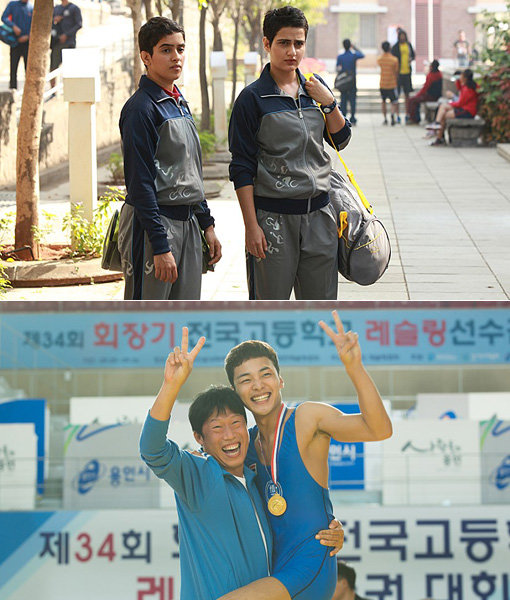 영화 ‘당갈’(위쪽)과 ‘레슬러’의 한 장면. 사진제공|NEW·롯데엔터테인먼트