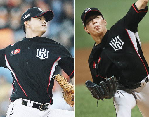 KT 김민(왼쪽)-김태오. 사진제공｜kt wiz