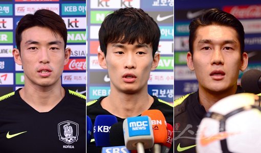 한국 남자 축구대표팀 윤석영-김문환-이용(왼쪽부터). 스포츠동아DB