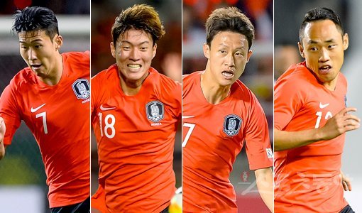 파울루 벤투 감독이 이끄는 축구국가대표팀은 이제 새로운 철학과 패러다임을 통해 다가올 4년을 준비하고 있다. 새 시대의 주역은 1992년생 4총사다. 신임 주장으로 낙점된 손흥민을 시작으로 벤투호 공격진을 이루는 황의조,이재성,문선민(왼쪽부터)은 세대교체의 특명을 안고 다시 그라운드를 누빈다. 스포츠동아DB