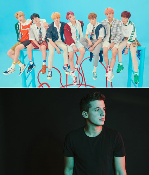 그룹 방탄소년단(위쪽)-미국 싱어송라이터 찰리 푸스. 사진제공｜빅히트엔터테인먼트·라이브네이션코리아