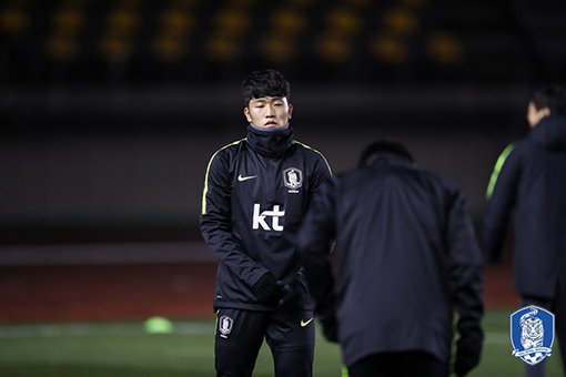 U-23 대표팀과의 연습경기서 득점한 A대표팀 나상호. 사진제공｜대한축구협회