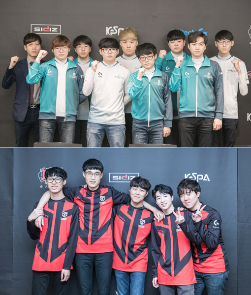 16일 개막한 ‘2019 LCK 스프링’이 시즌 초 이변을 낳고 있다. 이번 시즌 처음 합류해 2연승을 거두며 초반 돌풍을 일으킨 담원게이밍(위쪽)과 샌드박스게이밍. 사진제공｜라이엇게임즈