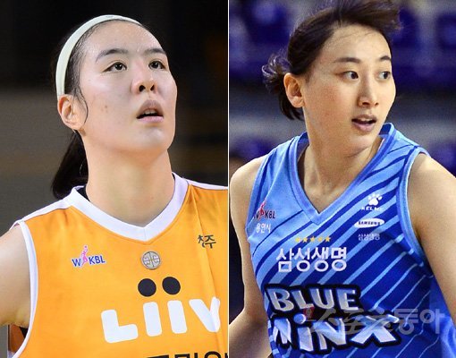KB스타즈 박지수(왼쪽)-삼성생명 이주연. 스포츠동아DB