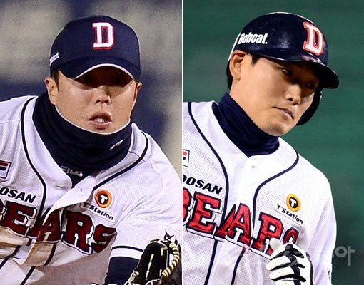 두산 류지혁(왼쪽)-신성현. 스포츠동아DB