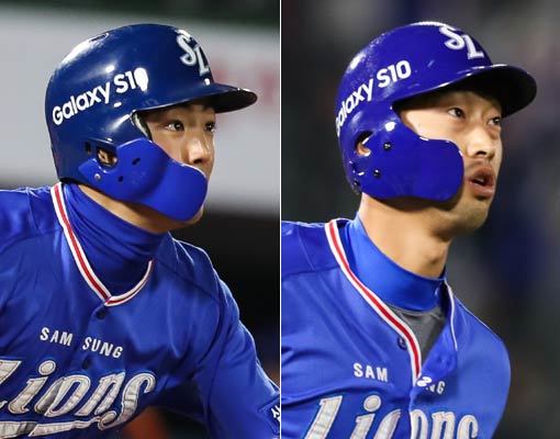 삼성 구자욱(왼쪽)-이학주. 사진제공｜스포츠코리아