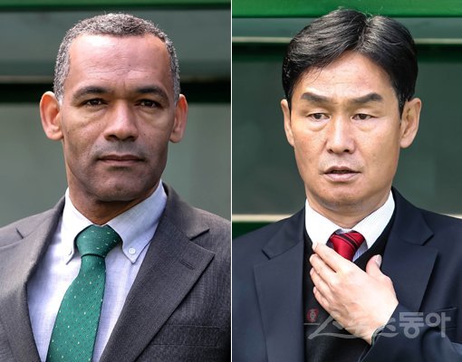 전북 모라이스 감독(왼쪽)-서울 최용수 감독. 전주|김진환 기자 kwangshin00@donga.com