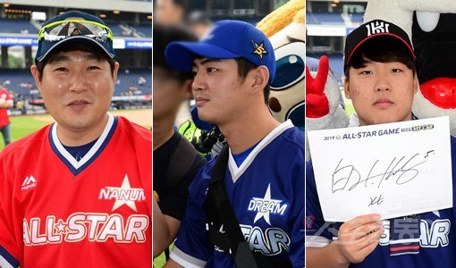 NC 양의지-삼성 구자욱-KT 강백호(왼쪽부터). 창원|김진환 기자 kwangshin00@donga.com