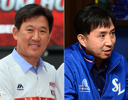 KIA 조계현 단장(왼쪽)-삼성 홍준학 단장. 사진|스포츠코리아·스포츠동아DB
