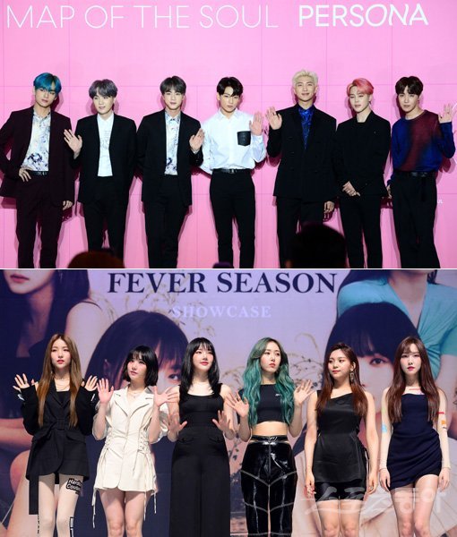 그룹 방탄소년단(위쪽)-걸그룹 여자친구. 스포츠동아DB