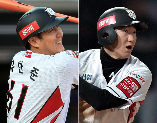 KT 유한준(왼쪽)-김민혁. 사진｜스포츠코리아·스포츠동아DB