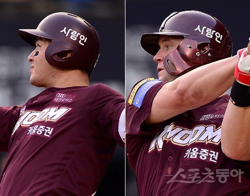 키움 박병호(왼쪽)-샌즈. 잠실｜김진환 기자 kwangshin00@donga.com
