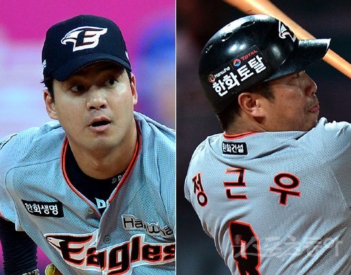 한화 임준섭(왼쪽)-정근우. 수원|김민성 기자 marineboy@donga.com