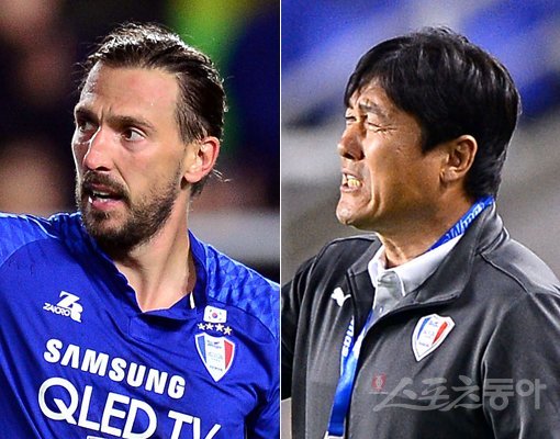 수원 데얀(왼쪽)-이임생 감독. 스포츠동아DB