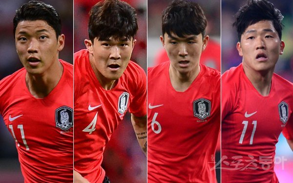 황희찬, 김민재, 황인범, 나상호(왼쪽부터). 스포츠동아DB