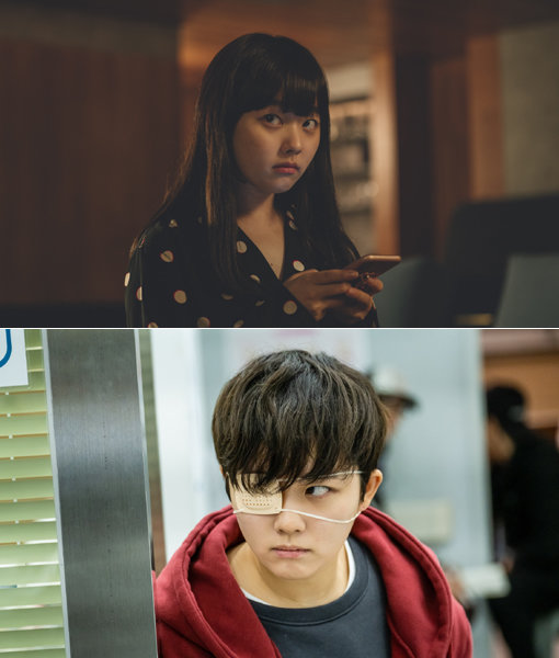 영화 ‘기생충’의 주역인 정지소(위)가 현재 방송 중인 케이블채널 tvN 드라마 ‘방법’(아래)에서 다소 복잡하고 어두운 캐릭터를 소화해내며 시청자의 눈길을 사로잡고 있다. 사진제공|CJ엔터테인먼트·tvN