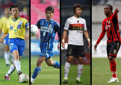 성남 신태용-울산 김현석-포항 김광석-서울 아디(왼쪽부터). 사진제공 | 한국프로축구연맹