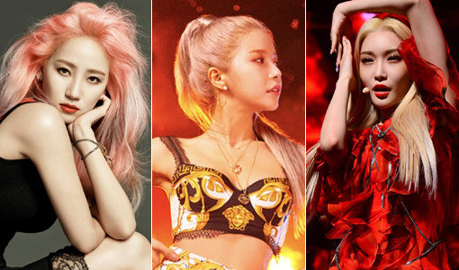 가수 핫펠트(예은)-그룹 마마무의 솔라-청하(왼쪽부터). 사진제공｜아메바컬쳐·RBW·스포츠동아DB