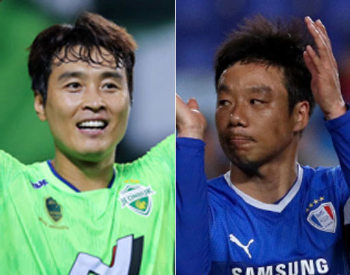 전북 이동국(왼쪽)-수원 염기훈. 사진제공 | 한국프로축구연맹