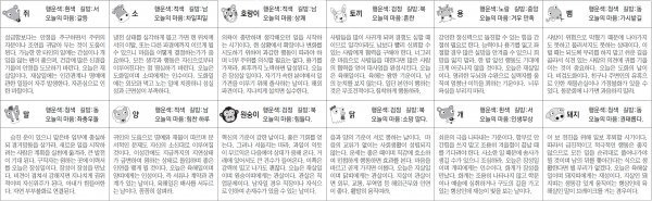 ▲ 오늘의 운세 도표. 스포츠동아