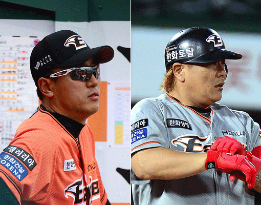한화 최원호 감독대행-김태균. 스포츠동아DB