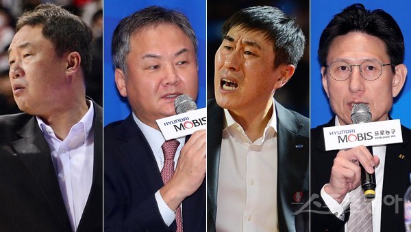 KCC 전창진 감독-모비스 유재학 감독-삼성 이상민 감독-KT 서동철 감독(왼쪽부터). 스포츠동아DB
