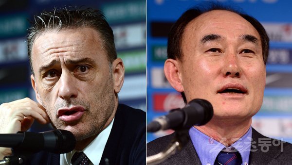 국가대표팀 파울루 벤투 감독(왼쪽), U-23 대표팀 김학범 감독. 스포츠동아DB