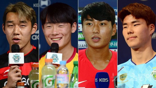 송민규-엄원상-정태욱-송범근(왼쪽부터). 스포츠동아DB