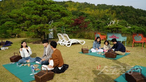 9만여 m² 규모의 에코파크 형식의 생태체험장인 포레스트 캠프에서는 가족, 연인, 친구 등과 휴식을 즐기며 재충전할 수 있는 체험
 프로그램 ‘포레스트 캠프 피크닉’을 운영하고 있다. 용인｜김재범 기자 oldfield@donga.com