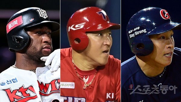 KT 로하스-KIA 최형우-롯데 손아섭(왼쪽부터). 스포츠동아DB