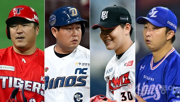 KIA 최형우-NC 양의지-KT 소형준-삼성 최채흥(왼쪽부터). 스포츠동아DB
