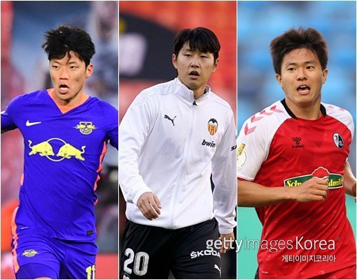 (왼쪽부터)황희찬, 이강인, 권창훈. ⓒGetty Image/이매진스