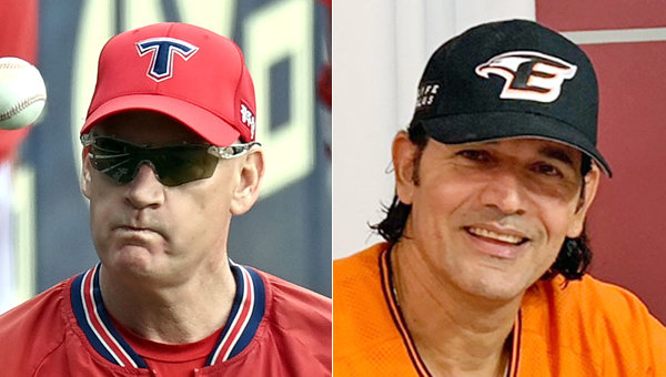 KIA 맷 윌리엄스 감독(왼쪽), 한화 카를로스 수베로 감독. 사진제공｜스포츠동아DB, 한화 이글스