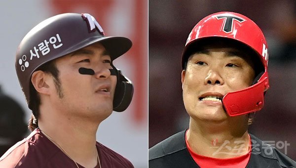키움 박병호(왼쪽)-KIA 나지완. 스포츠동아DB