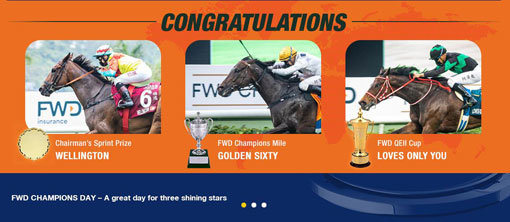 홍콩 ‘챔피언스 데이’에 참가한 경주마와 기수들. 사진출처｜HKJC홈페이지