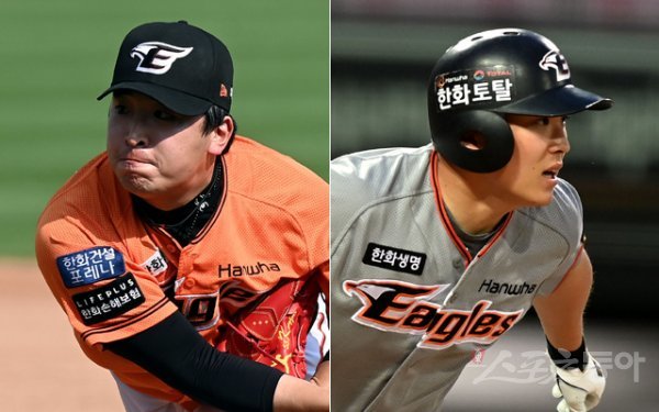 한화 강재민(왼쪽)과 정은원. 스포츠동아DB