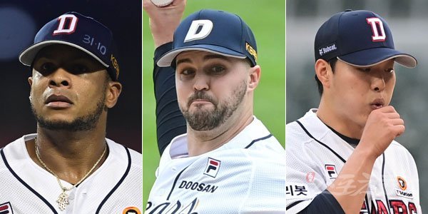 두산 미란다-로켓-최원준(왼쪽부터). 스포츠동아DB