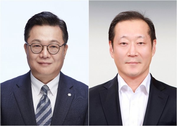 두산 문홍성 사장(왼쪽), 정형락 사장.
사진제공|두산