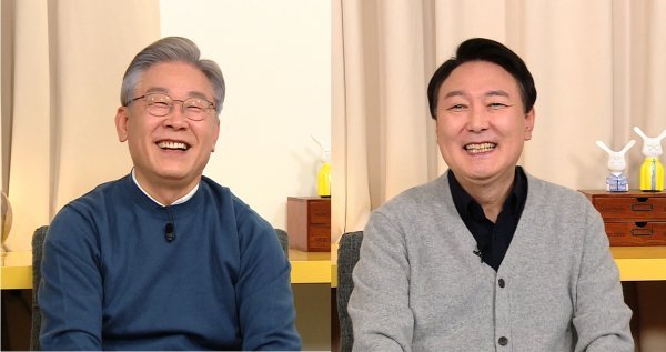 이재명 후보, 윤석열 후보(오른쪽). 사진제공｜KBS2