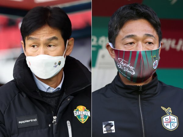 최용수 강원 감독(왼쪽), 이민성 대전 감독. 사진제공 | 한국프로축구연맹