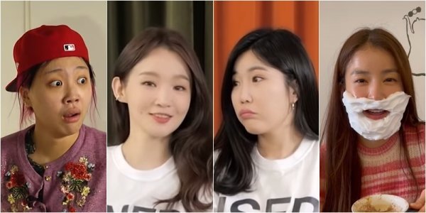 가수 이영지, 듀오 다비치의 멤버 강민경과 이해리, 배우 이시영(왼쪽부터)이 SNS 동영상 플랫폼에 재기발랄한 콘텐츠를 내놓으면서 인기를 높이고 있다. 사진출처|유튜브·틱톡 영상 캡처