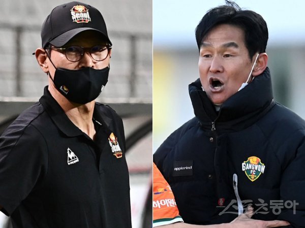 FC서울 안익수 감독(왼쪽), 강원FC 최용수 감독. 스포츠동아DB