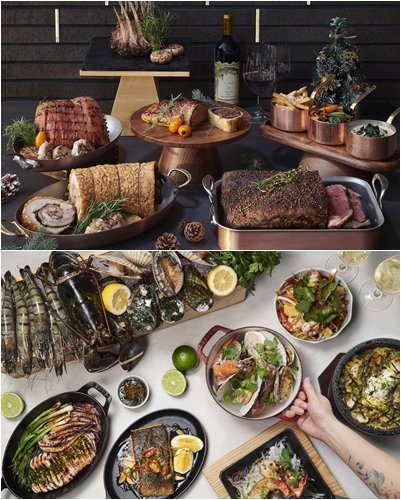 미트앤코 페스티브 메뉴(위), 씨푸드 그릴 페스티브 메뉴.