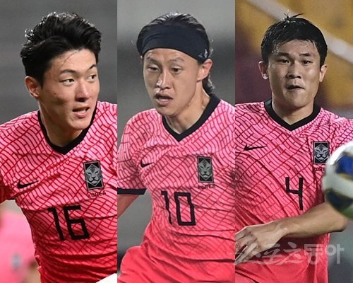 황의조, 이재성, 김민재(왼쪽부터). 스포츠동아DB