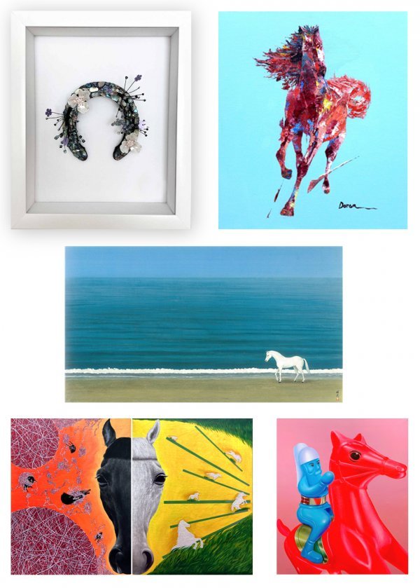 2022 말박물관 초대전 작가별 주요작품. 김은영 조영려 홍상문 김은주 하진경(왼쪽 위부터 시계방향).
자료 | 한국마사회