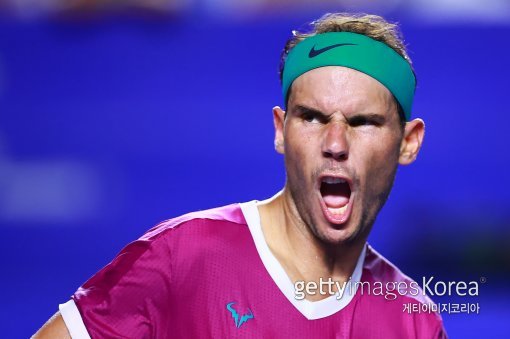 나달이 24일(현지시간) 멕시코 오픈 8강전에서 점수를 얻은 후 환호하고 있다. 사진=게티이미지코리아.