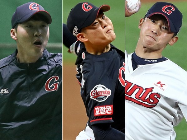 롯데 문경찬, 송재영, 정우준(왼쪽부터). 사진 | 롯데 자이언츠, 스포츠동아DB