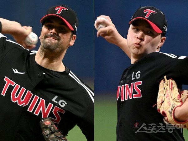 LG 플럿코(왼쪽)와 이민호. 고척 | 김종원 기자 won@donga.com